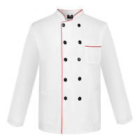 2025 Best-seller Hôtel Restaurant Cuisine Travail Veste Logo Personnalisé Hommes Femmes Cuisine Manches Longues Blanc Noir Hommes Chef Manteau