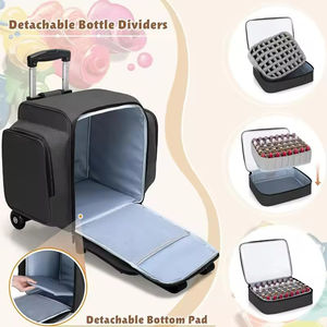 Sac de rangement à roulettes pour vernis à ongles, trousse de maquillage de voyage, organiseur pour manucure, étui à vernis à ongles avec chariot amovible et 3 boîtes détachables - Product Image 2