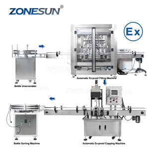 Zonesun ZS-FAL180EX1 Explosieveilige Olie Cosmetische Jar Fles Volledige Automatische Lijn Van Vullen En Aftopping Machines