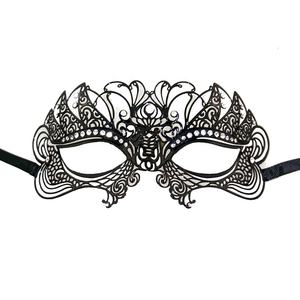 Masque facial ajouré élégant avec <span class=keywords><strong>strass</strong></span> en cristal pour bal masqué, mariage, cosplay-bandeau gothique scintillant - Product Image 1