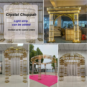 LEDA Luxury Round White Chuppah Gazebo Square Metal Gold Mandap Canopy Wedding Arch for wedding Party Decoration - Product Image 5