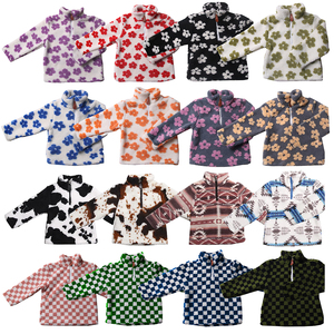 Wholesale Polar Fleece Thick <strong>Fabric</strong> Baby Girl Zipper Jacket Western Print Winter Fall Long Sleeve Kids <strong>Sherpa</strong> Tops - Product Image 1
