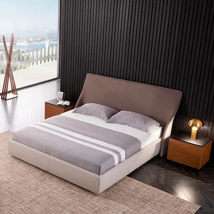 2022 nuovo design base in metallo tessuto bellezza moderna king size letto imbottito per camera da letto