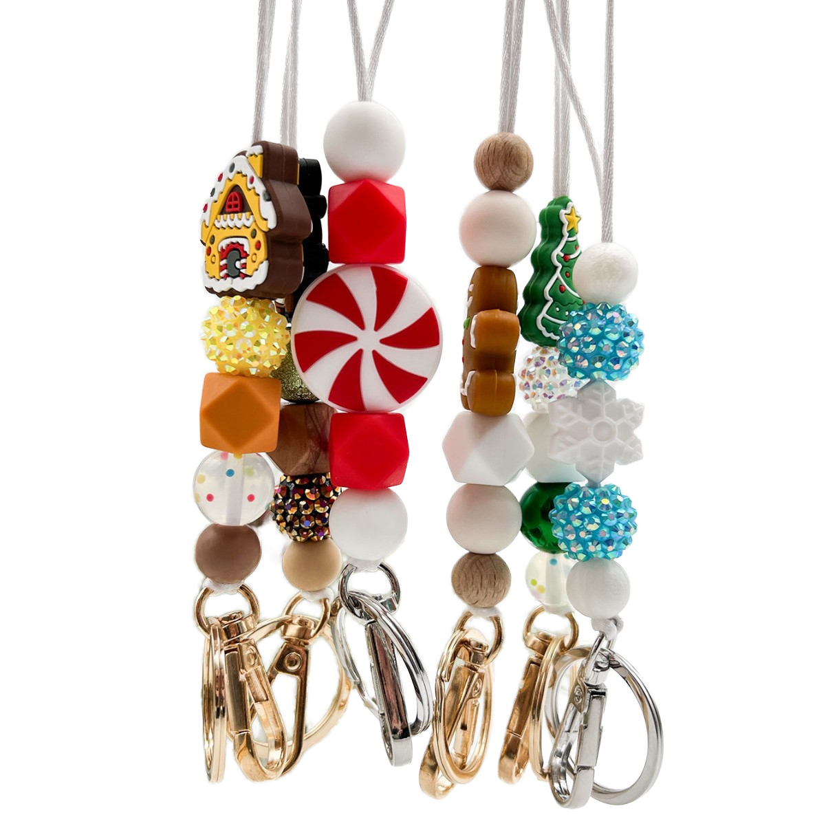 New ZICHUAN ZC-50432 Minimalist Silicone Wooden Handmade Beaded Cartoon KT Cat ID Necklace Key Tag Lanyard Image 2