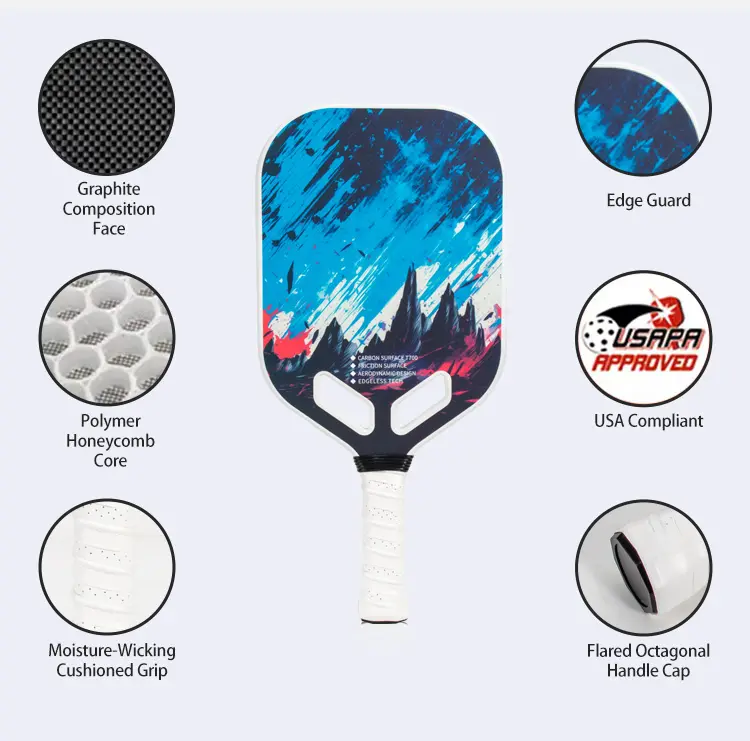 2024 USAPA Edgeless Integrated Handle Friction Skin Joola Pickleball Paddle Durable Textured Carbon Fiber Custom New Air Dynamic