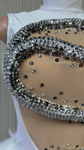 Abito da Sera Luminoso di Alta Qualità su Misura da Donna con Coda di <span class=keywords><strong>Piume</strong></span> Bianche e Cristalli Scintillanti, Abito da Sposa - Product Image 6