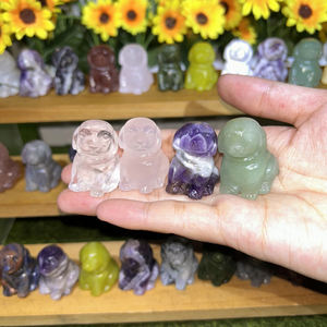 Kindfull 3cmクリスタル犬多素材手で刻まれた自然な癒しの石犬の彫刻瞑想のための犬の彫刻 - Product Image 4