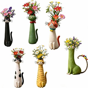 Jarrón con Forma de Gato de Cuello Largo, Florero Creativo de Dibujos Animados, Decoración <span class=keywords><strong>para</strong></span> Mesa de Salón con Arreglos Florales Secos, Regalo de Navidad - Product Image 5