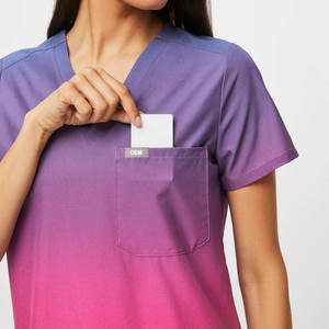 <span class=keywords><strong>Tenues</strong></span> d'infirmière pour femmes, dégradé de couleurs, grandes tailles, uniformes d'infirmière à manches courtes, ensemble de blouses médicales, fournisseur d'uniformes d'<span class=keywords><strong>hôpital</strong></span> - Product Image 3