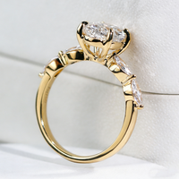 Bague de fiançailles de luxe en diamant de laboratoire CVD VVS certifié IGI, avec pierres latérales en diamant de laboratoire ovales, bijoux pour hommes et femmes