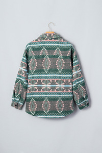 Vente en gros Nouvelle collection automne Veste chemise décontractée pour femme, style rétro occidental aztèque, imprimé tribal géométrique, coupe ample, avec poches - Product Image 4