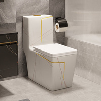 WC monobloc carré personnalisable en céramique marbre noir pour salle de bain