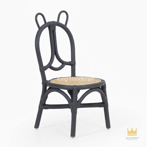 Chaise de salle à manger moderne en rotin pour enfants avec siège en cannage naturel, dossier haut sans accoudoirs, idéale pour l'extérieur et le salon - Product Image 3