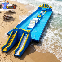 Parcours d'obstacles aquatiques gonflables géants modulaires avec toboggan, trampoline et mur d'escalade pour enfants et adultes, parc aquatique flottant