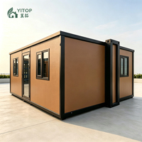 Maison conteneur pliable de 700 mm, gain de place, maison modulaire, 6 unités par 40HQ, cabine modulaire extensible pour complexe hôtelier et glamping
