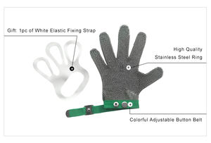 Gants de qualité alimentaire résistants aux coupures pour boucherie, en acier inoxydable, treillis métallique, fer - Product Image 4