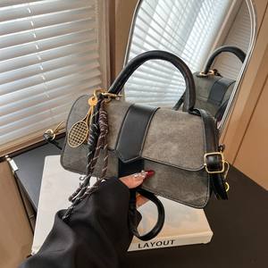 กระเป๋าสะพายไหล่ทรงสี่เหลี่ยมขนาดเล็กถุง2025ใบมาพร้อมกับจี้กระเป๋าถือสำหรับสุภาพสตรี - Product Image 2