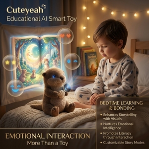 Jouet en peluche Otter IA interactif pour la <span class=keywords><strong>maternelle</strong></span>, avec fonction de questions et réponses, animal parlant intelligent, jouet éducatif STEM pour l'éveil cognitif, vente en gros OEM - Product Image 2