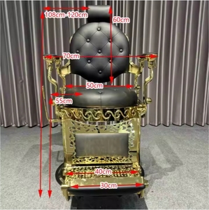 Silla de peluquero Vintage de lujo de alta calidad, silla de salón, muebles de salón en cuero negro - Product Image 6