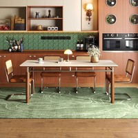 Ensemble table et chaises de salle à manger 4 places de style moderne du milieu du siècle avec plateau en marbre et pieds en métal, design durable pour le salon