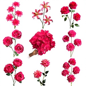 Décoration de fond pour plafond de chapelle et sol, arrangements floraux artificiels multi-fleurs imprimés en 3D, série Rose Rouge pour célébrations de mariage - Product Image 1