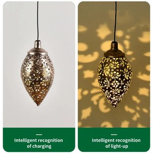 Lampe solaire à pendentif en forme de goutte d'eau en métal, pour jardin extérieur, paysage, décorations festives - Product Image 5