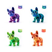 Modèle d'animal Bulldog français adorable en verre imprimé en 3D, articulé en une seule pièce, jouet de bureau mignon pour animaux de compagnie, ornement anti-stress