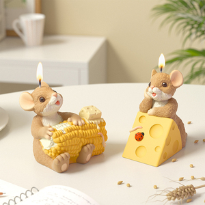 3D lindo ratón vela molde DIY yeso escultura adornos resina molde queso Mousse pastel hornear moldes - Product Image 4