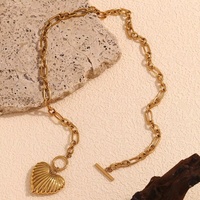 Collar con Cierre OT Chapado en Oro de 18K, Collar con Colgante de Cruz de Acero Inoxidable Resistente al Agua, Joyería de Verano Moderna para Mujer, Personalizable