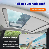 Pare-soleil de voiture rétractable et pliable de luxe de troisième génération pour Tesla Model Y, pare-soleil de toit en maille pour pare-brise avant, rideau en tissu Oxford