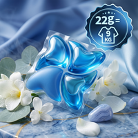 Vente en gros en vrac : Capsules de lessive jetables pour machine, 22g, super concentrées, parfum premium, 8X puissance nettoyante, sans résidu