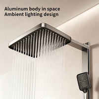 Système de douche thermostatique avec affichage LED, ensemble de douche pluie, touches piano, montage mural, aluminium brossé, certifié CE, Douche Banho