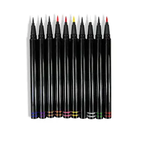 Mais novo Private Label Maquiagem Preto Matte Líquido Eye Liner Pen Waterproof Delineador Colorido