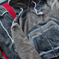 Ensemble de survêtement unisexe vintage délavé à l'acide avec sweat à capuche zippé et pantalon de jogging, 100 % coton, sportif, écologique, respirant, épais, style streetwear