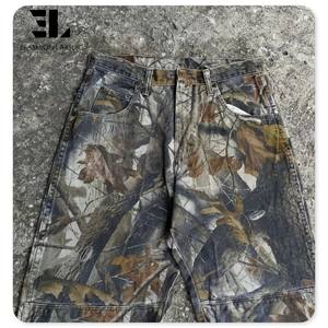 LARSUR Custom Denim Factory Tree Full Printed Camo Straight Jeans Hombres Baggy Loose Camouflage Denim Pants para hombres Streetwear - Product Image 3