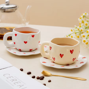 Tasses en céramique faites à la main, design irrégulier personnalisé, style mignon, 9 oz, vente en gros, mugs de fête, tasses à café en céramique - Product Image 3