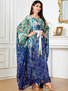 2025 nuovo Design Dubai <span class=keywords><strong>turchia</strong></span> romantico da donna abito a manica a pipistrello con stampa floreale abito da donna Abaya abito islamico per adulti per ragazze vacanze - Product Image 2