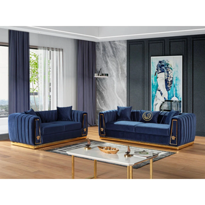 モダンなロイヤルリビングルームソファセットステンレススチールフレーム家具ベルベット房状断面ソファリビングルーム家具 - Product Image 2