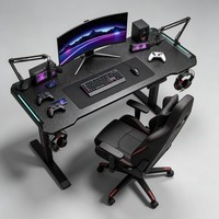 Table de jeu électrique personnalisée à hauteur réglable motorisée, bureau en fibre de carbone, poste de travail rectangulaire pour la maison et le bureau