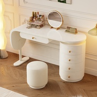 Belles filles meubles de maison moderne pas cher tiroirs blanc maquillage vanité miroir commode pour chambre avec miroir lumières LED