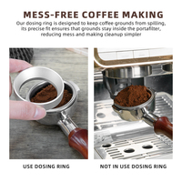 2 PCS/Set 58mm Entonnoir magnétique de dosage de café en aluminium léger Anneau de dosage de café en ABS Doseur de poudre de café