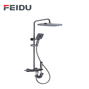 FEIDU - Juego de Ducha de Latón Personalizado para Baño, Diseño de <span class=keywords><strong>Portaaviones</strong></span>, Cuatro Teclas Tipo Piano, Acabado Cromado, Montaje en Pared, Válvula de Cerámica - Product Image 1
