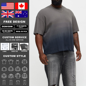 T-shirt surdimensionné décontracté en coton épais dégradé gaufré pour homme KingSen, col rond, coupe ample, avec logo personnalisé, style streetwear - Product Image 2