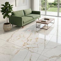Carrelage en céramique effet marbre brillant 60x60cm (24x24 pouces) avec veines dorées, carrelage mural et de sol en marbre blanc, meilleur prix