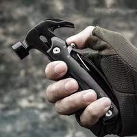 Marteau multifonction portable en acier inoxydable de haute qualité, équipement de survie, couteau multi-outils, pinces pliantes noires, garantie 1 an