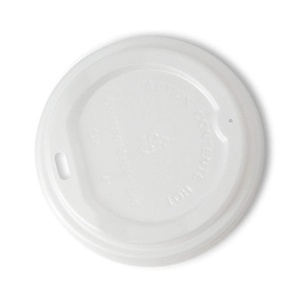 Couvre-gobelets CPLA de 90 mm de diamètre, couleur blanche, avec trou pour boire, compostables, jetables, écologiques - Product Image 5