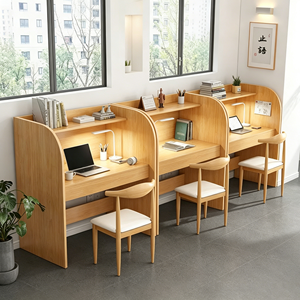 Escritorio de Estudio de Madera Maciza con Estantería, Conjunto Moderno de Escritorio y Silla para Estudiantes, para Biblioteca o Aula - Product Image 4