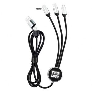 New Design Factory Price Mobile Phone Led Braided <b>Usb</b> Multi Charging <b>3</b> in 2 <b>Cable</b> Custom Promotional Gifts - Product Image 6