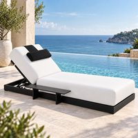 Chaise longue de plage d'extérieur à 5 positions réglables avec dossier réglable, structure en aluminium et roulettes faciles à déplacer