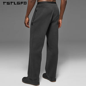 Joggers personnalisés en tricot pour hommes, écologiques, taille haute, avec cordon de serrage et ceinture côtelée, pour la gym et le streetwear - Product Image 2